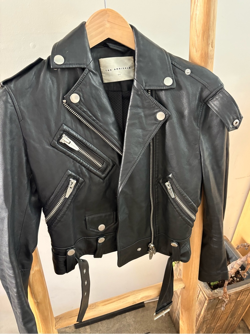 The Arrivals Black Leather Biker Jacket